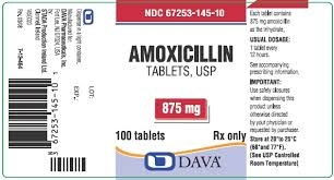 Amoxicillin Tablets 875mg, 100 tablets